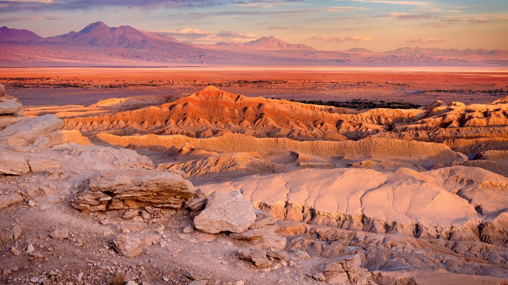 Overview of El Valle de la Luna (Valley of the Moon), Atacama Desert, Chile