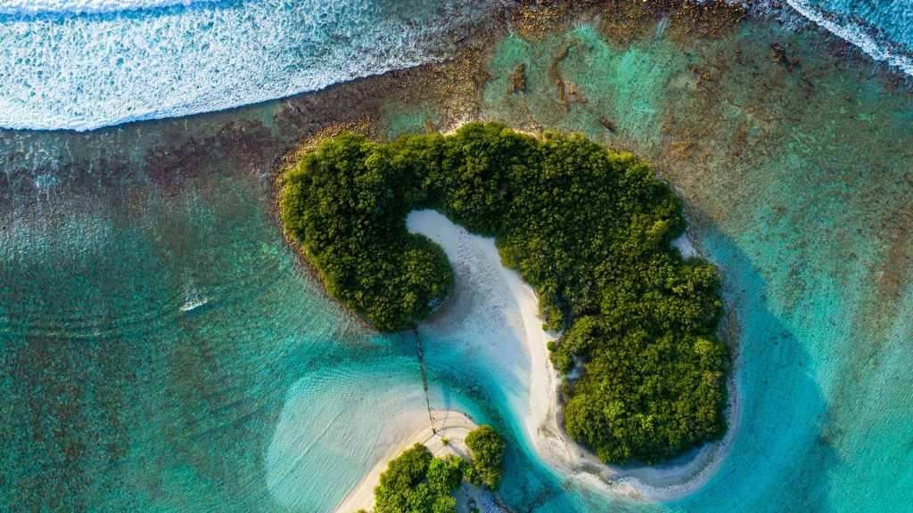 Beach aerial view at Maldives