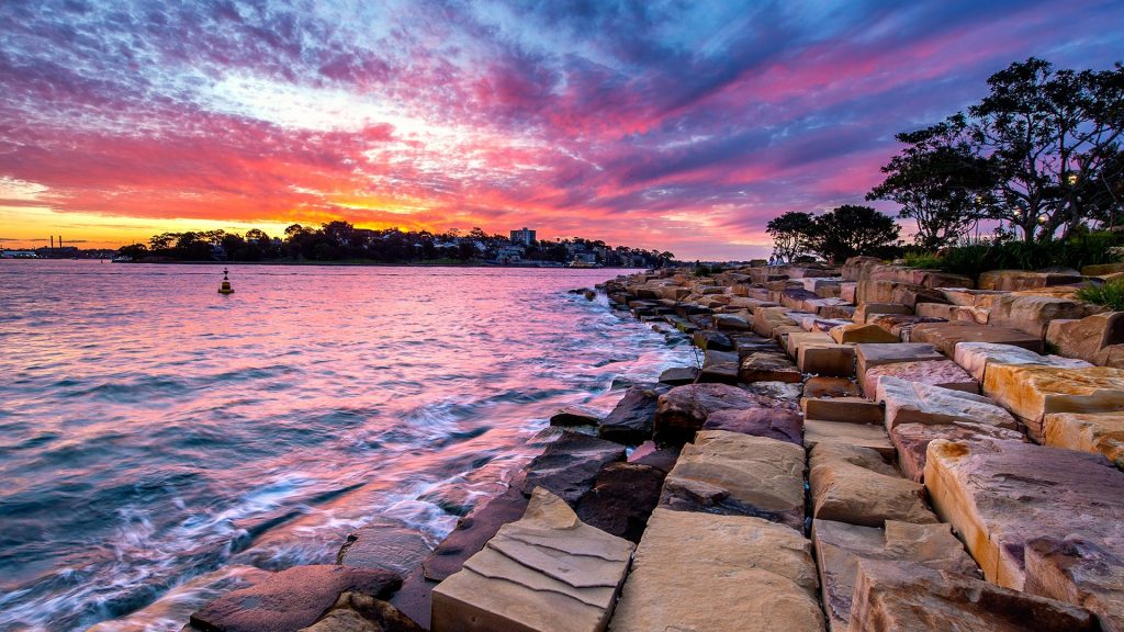 Dusk Time At Barangaroo Reserve New Park In Sydney Australia Windows 