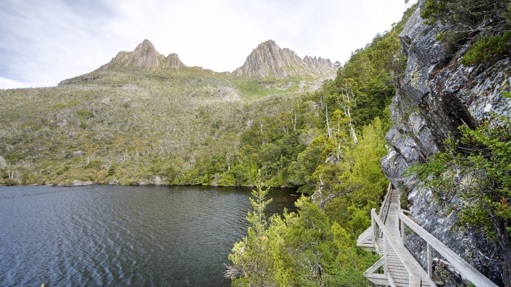 Hiking trail at Dove Lake, Cradle Mountain-Lake Saint Clair National Park, Tasmania, Australia