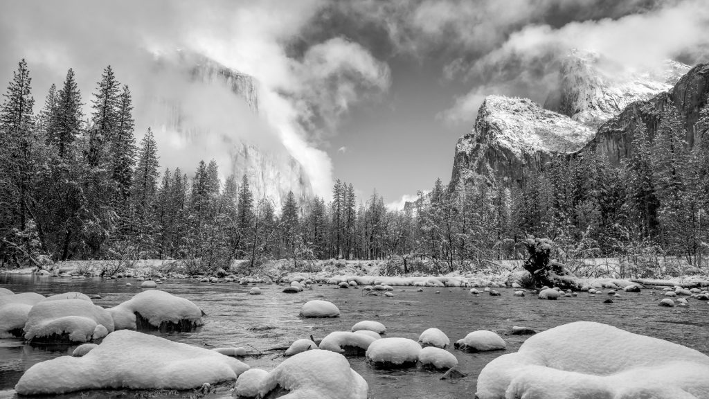 Yosemite National Park view in winter, California, USA