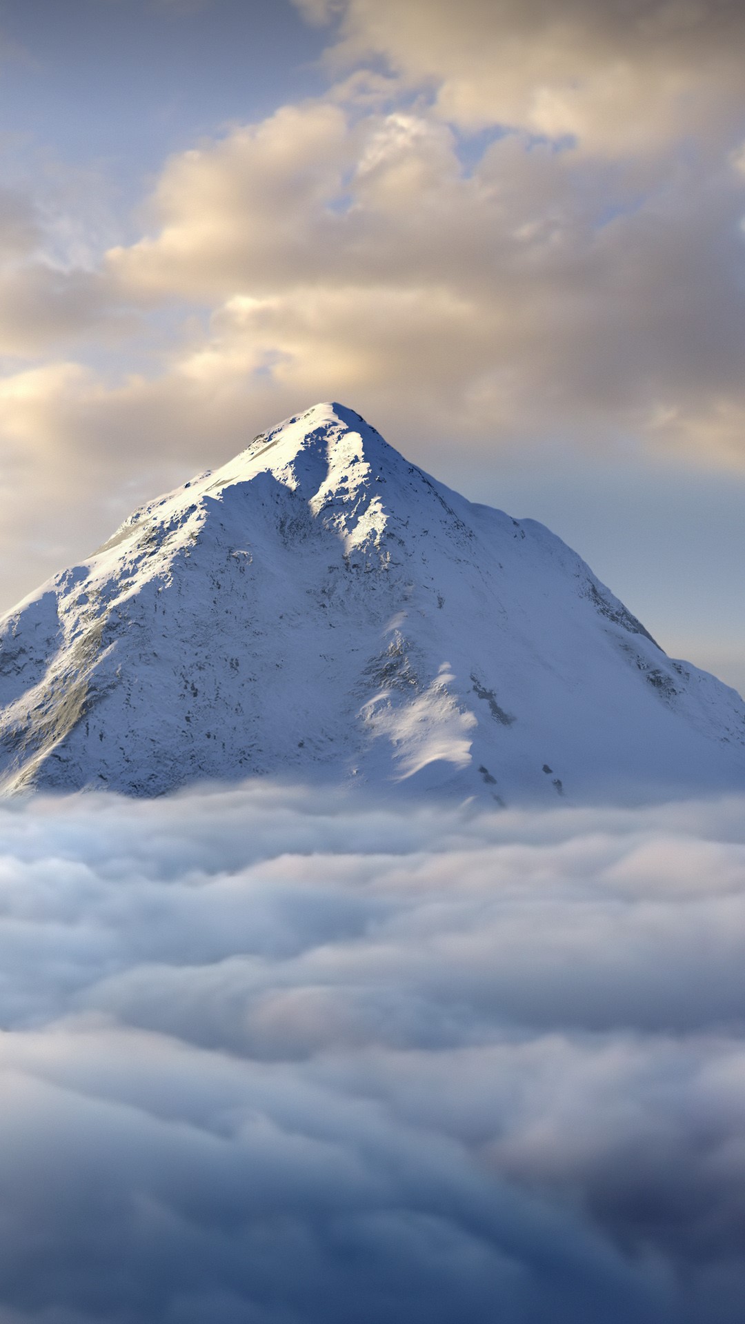 Snow-covered mountaintop above clouds | Windows 10 Spotlight Images