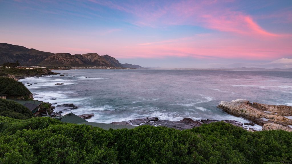 Sunset overlooking Walker Bay in Hermanus, Western Cape, South Africa