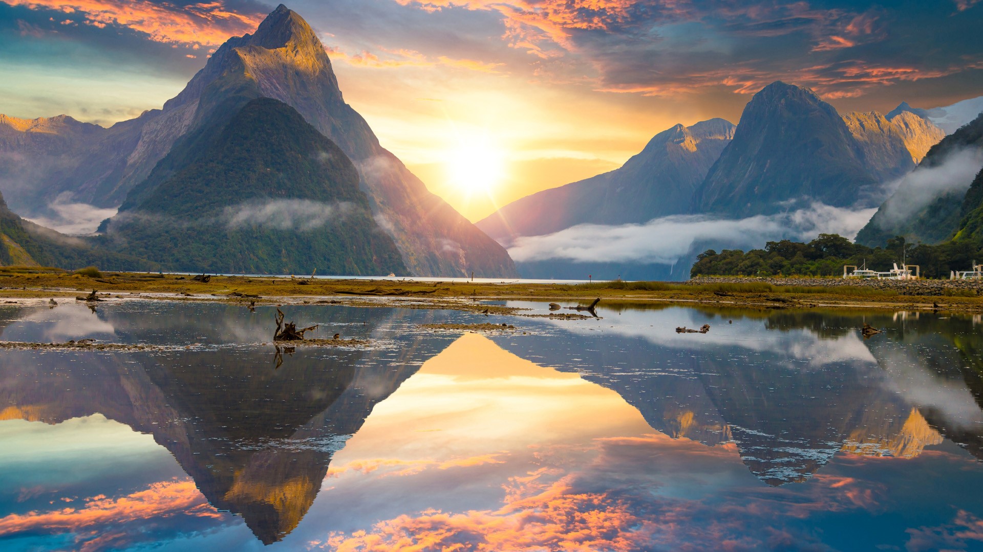 Mitre Peak rising from the Milford Sound fiord Fiordland national park New Zealand  Windows  
