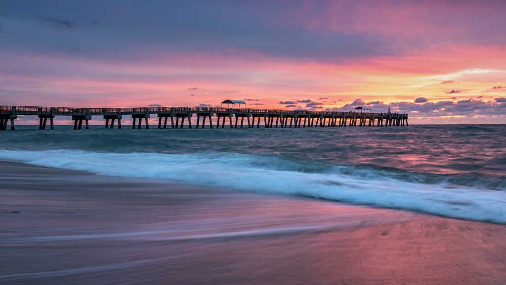Sunrise at Lake Worth Pier at Lake Worth Beach, Palm Beach County, Florida, USA