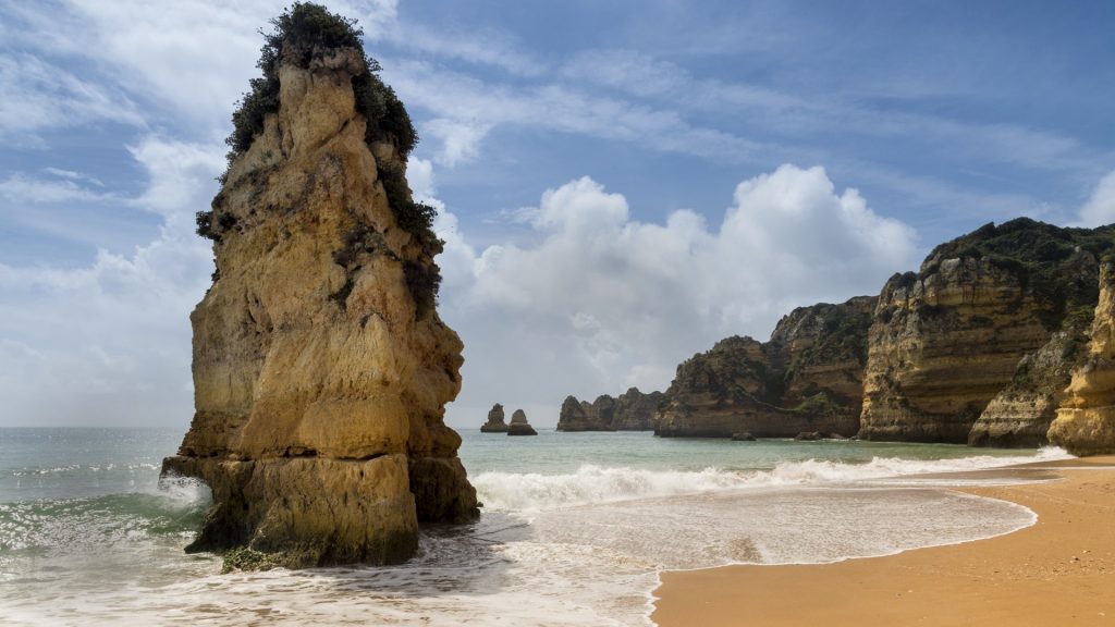 Rock formation at Dona Ana beach, Lagos, Algarve, Portugal