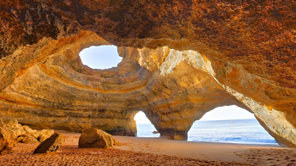 Benagil Cathedral caves at coast of Algarve, Lagoa, Portugal