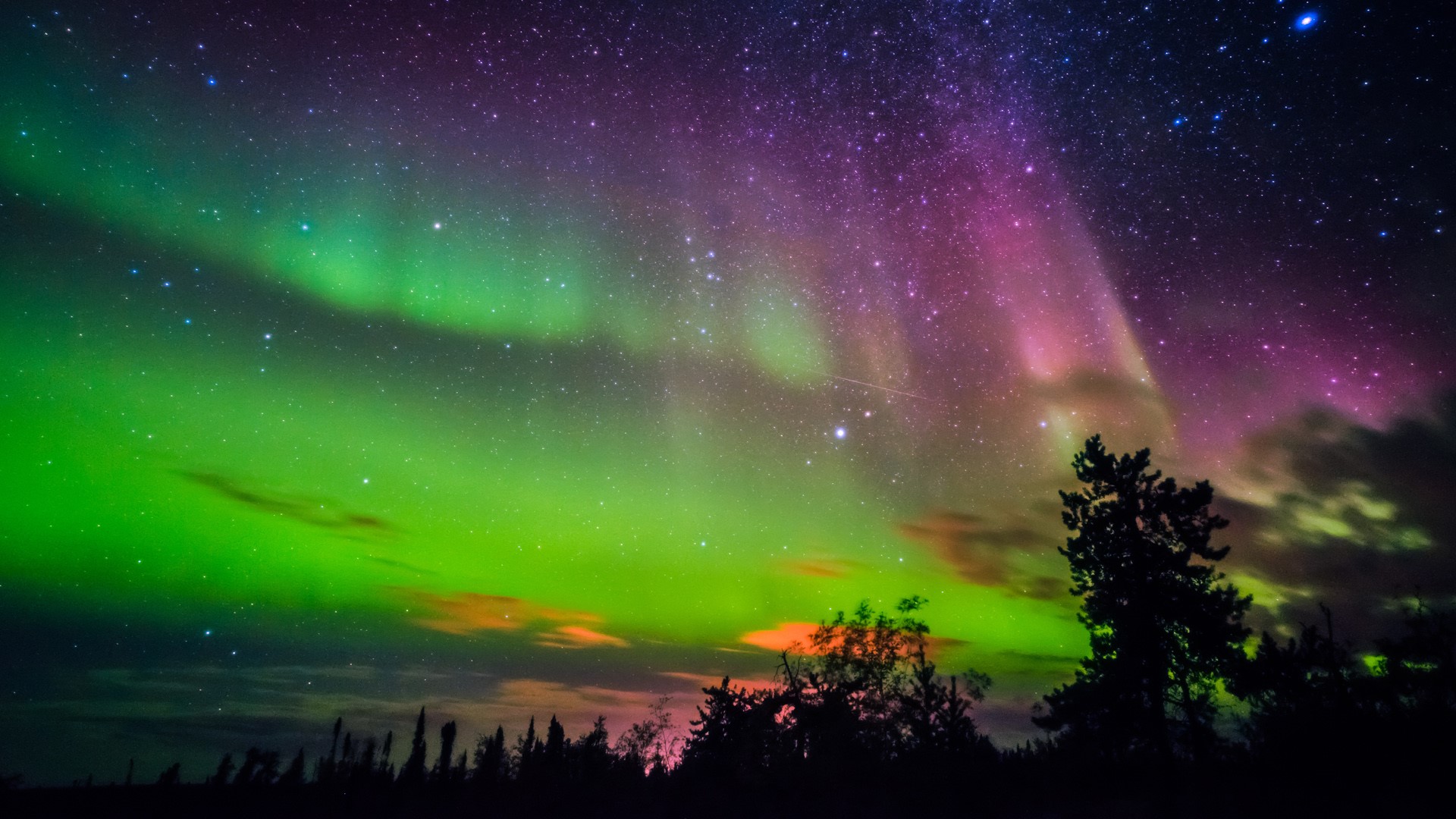 Aurora borealis, northern lights in Yellowknife, Canada Windows