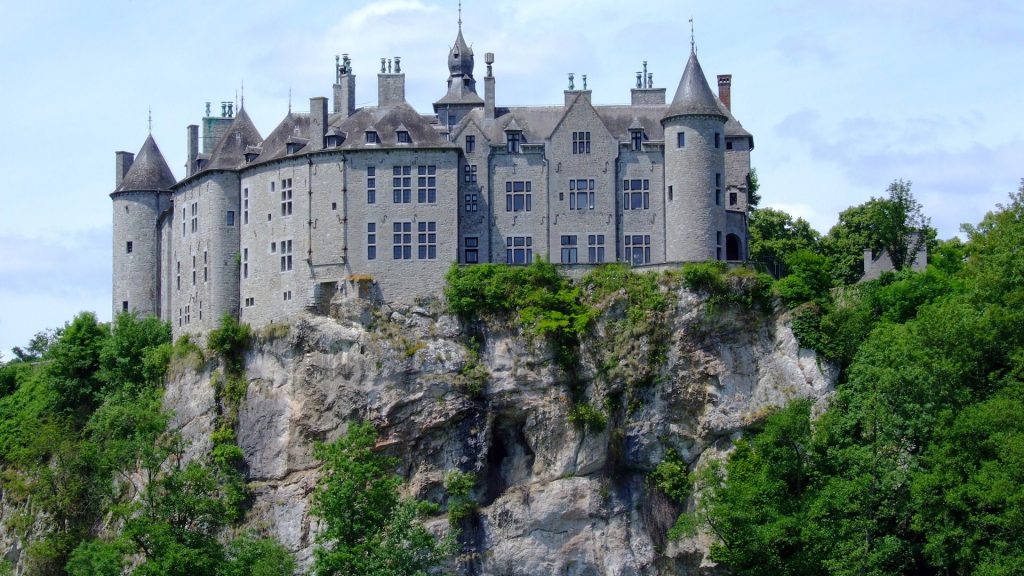 Walzin Castle over the river Lesse near Dinant, Namur province, Belgium