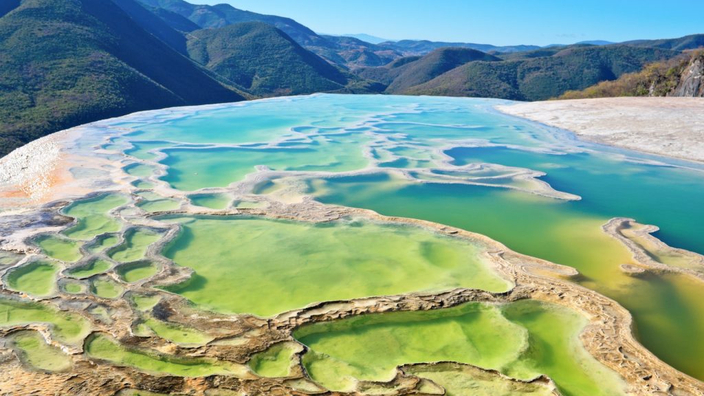Hierve el Agua thermal spring in the Central Valleys of Oaxaca, Mexico