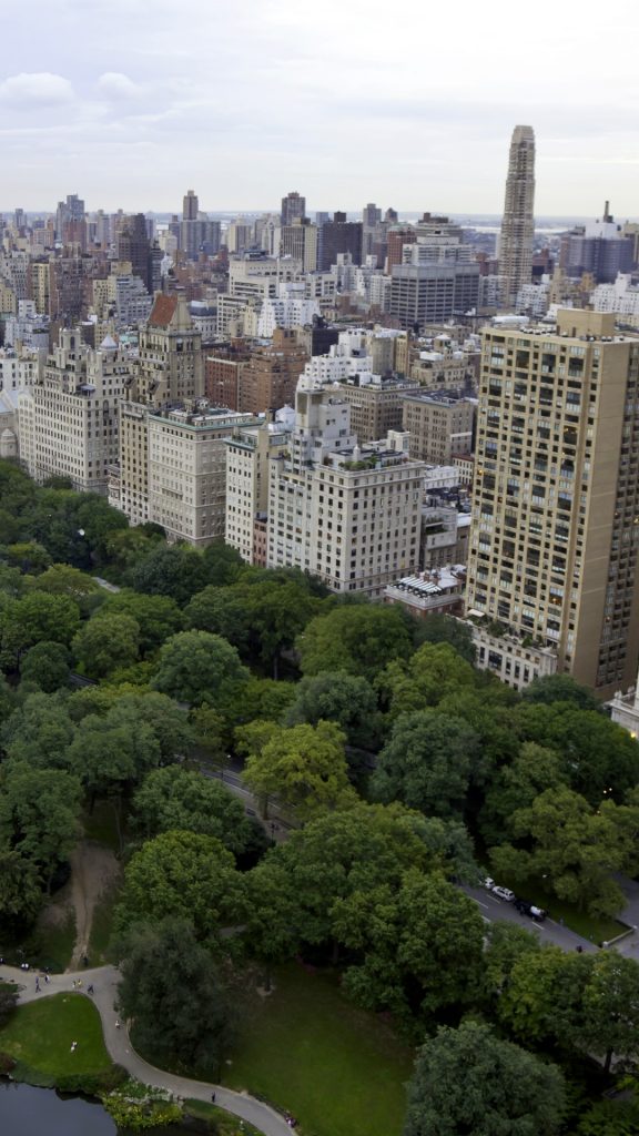 Aerial view of Central Park and upper east side in