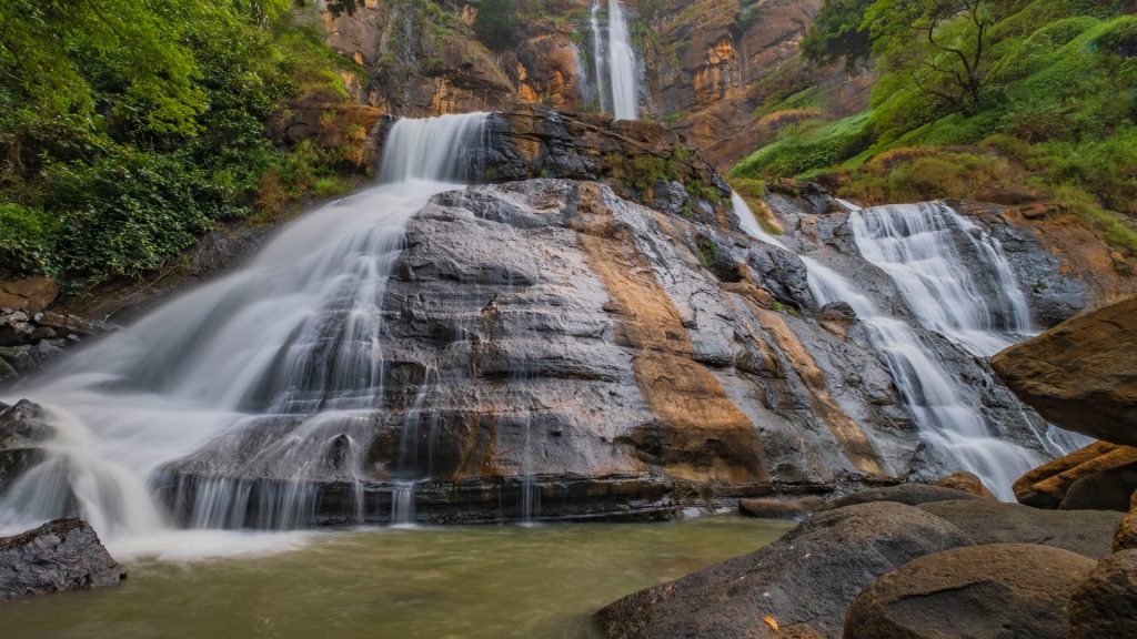 Cikanteh Waterfall at Sukabumi, Ciletuh-Palabuhanratu Geopark, West Java, Indonesia
