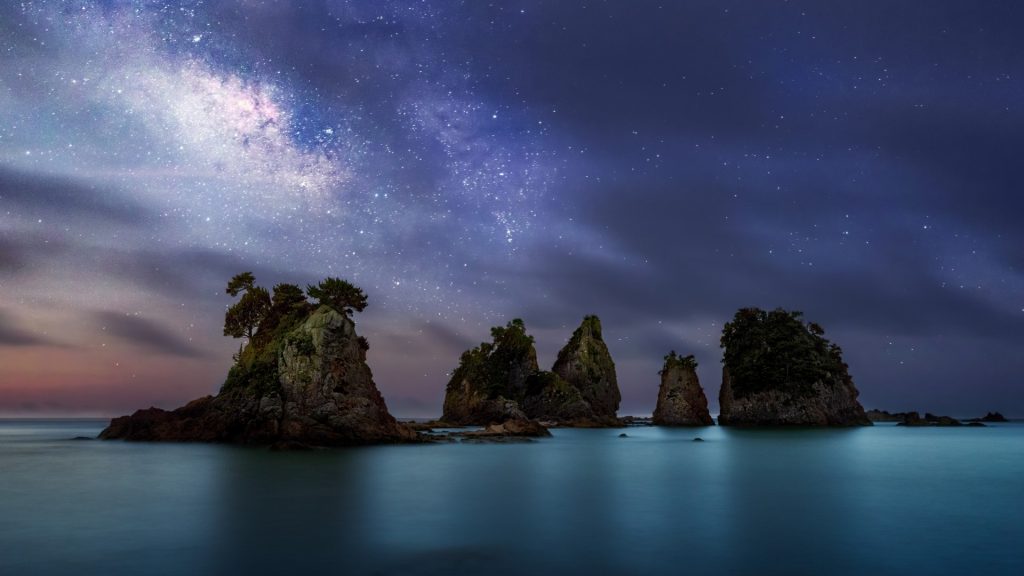 Minokake Rock with the Milky Way, Izu peninsula, Shizuoka, Japan