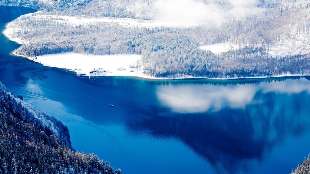 Lake Koenigssee in winter, Alps, Bavaria, Germany