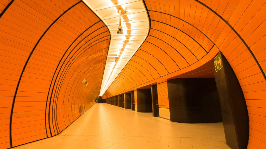 Indoor view of underground station Marienplatz, Munich, Germany
