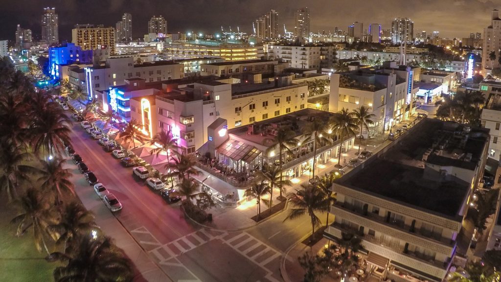 Aerial view of Ocean Drive, South Beach, Miami, Florida, USA
