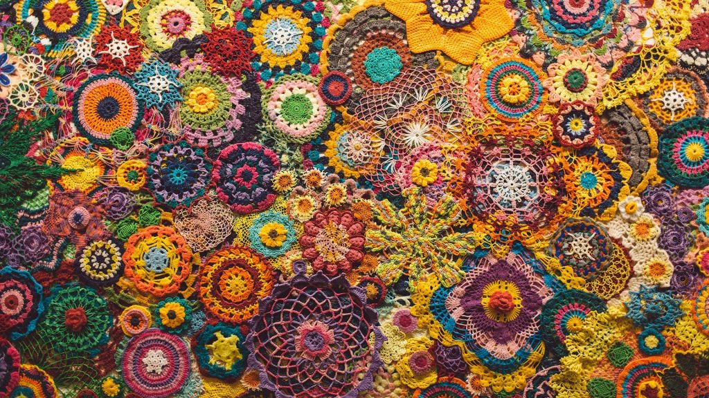 Full frame shot of colorful fabric, London, England, UK