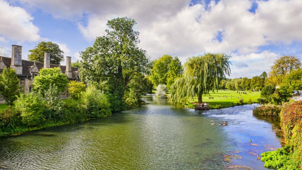 The River Welland and the Town Meadows, Stamford, Lincolnshire, England, UK