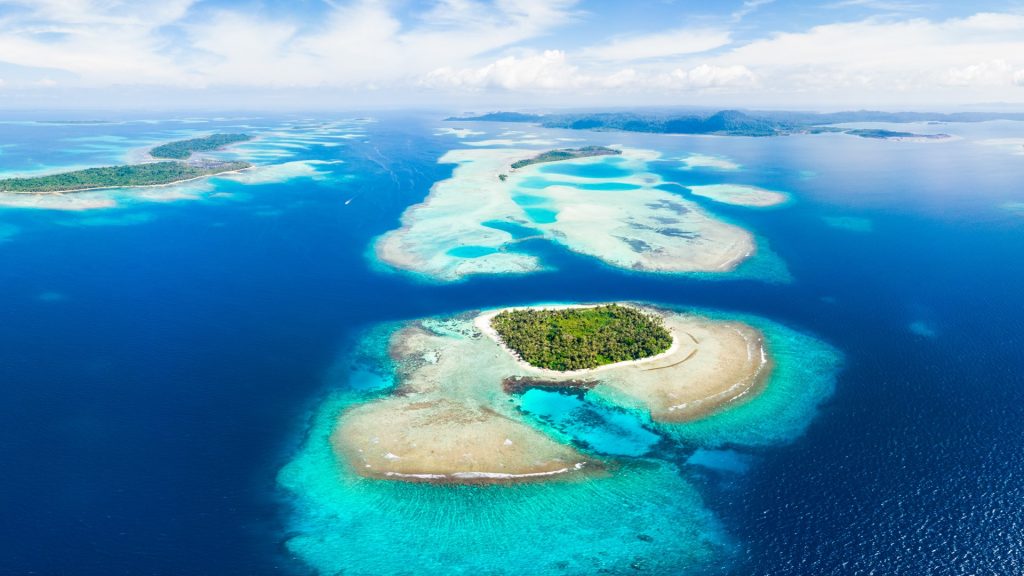 Banyak Islands aerial view, tropical archipelago near Sumatra, Aceh, Indonesia
