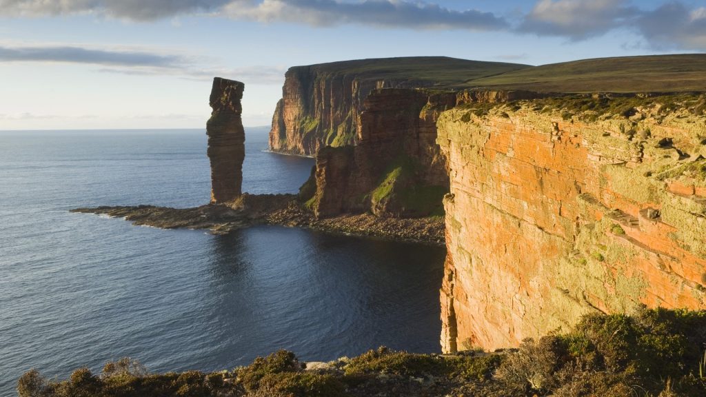 The Old Man of Hoy in evening light, Orkney Islands, Scotland, UK
