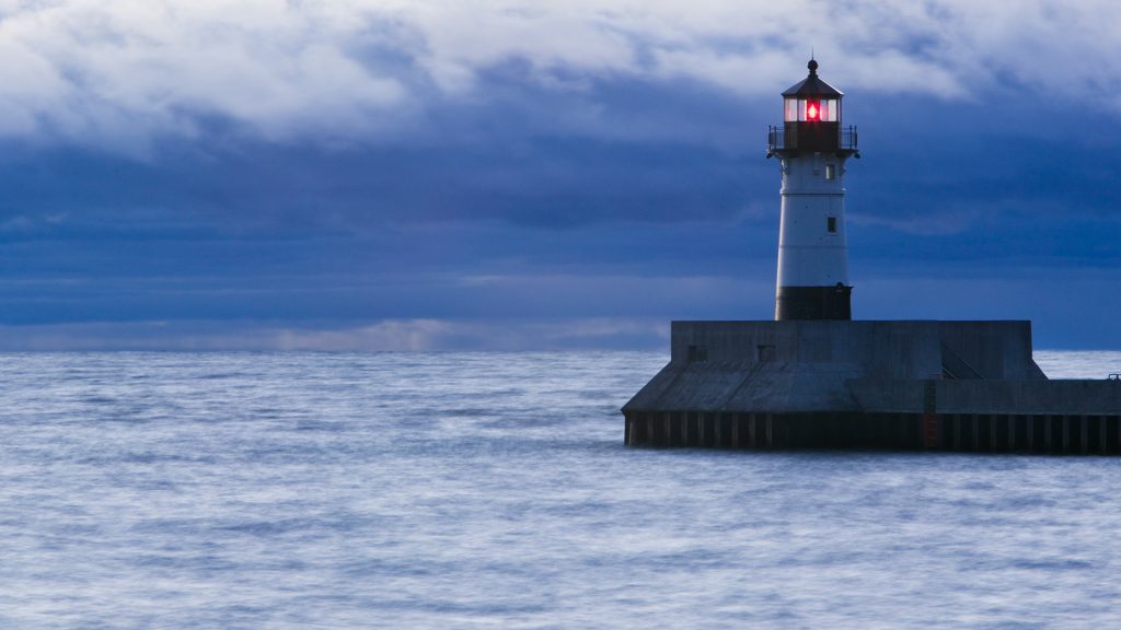 Shipping channel lighthouse on Lake Superior, Duluth, Minnesota, USA