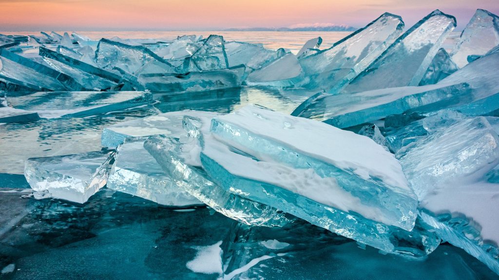 Lake Baikal ice in winter, Khuzhir, Olkhon Island, Russia
