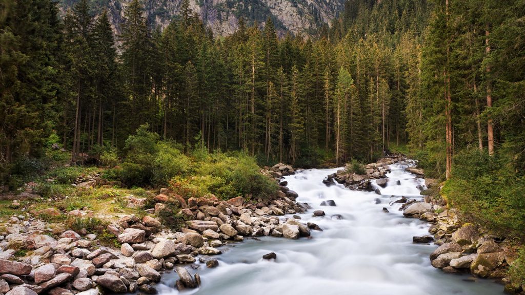 Mountain stream, upper part of Krimml waterfalls, High Tauern National Park, Austria