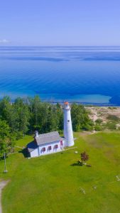 Sturgeon Point Light Station lighthouse on Lake Huron, Haynes Township ...