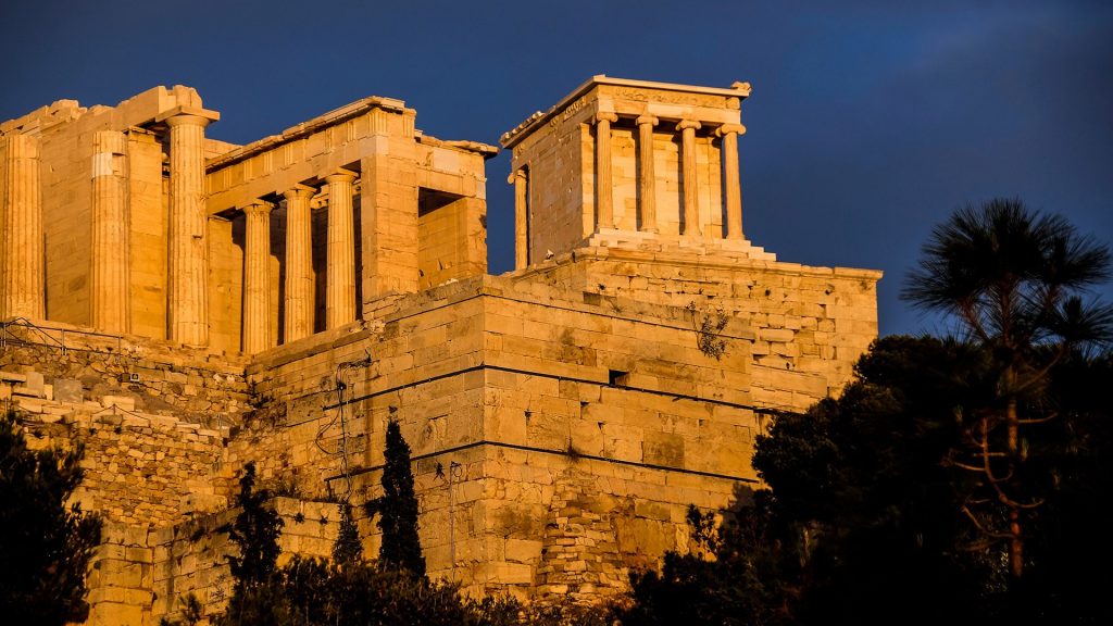 The Acropolis in Athens during sunset, Greece