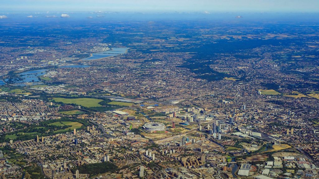 Aerial view of Beckton, Creekmouth, Royal Arsenal, Thamesmead West, Polthorne Estate, Plumstead, UK