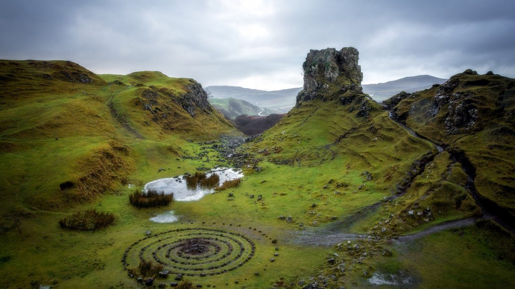 Landscape of the Fairy Glen, Isle of Skye, Inner Hebrides, Scotland, UK