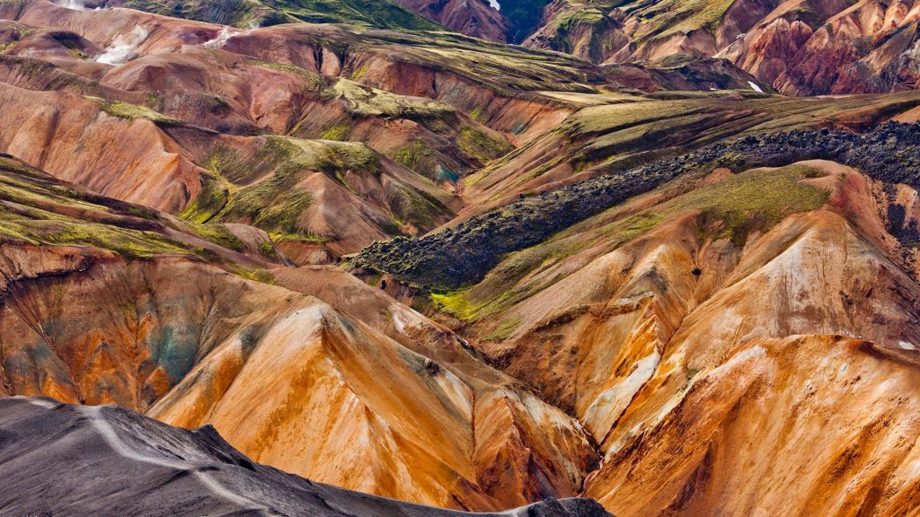 Multi colored volcanic landscape on Landmannalaugar, highlands of South Iceland