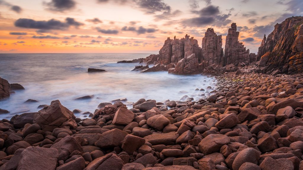 The pinnacle rock of Phillip island at sunset, Australia