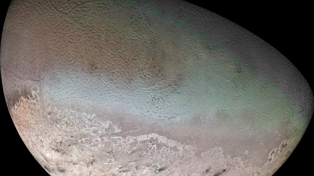 Triton Voyager 2 image, the largest moon of the planet Neptune