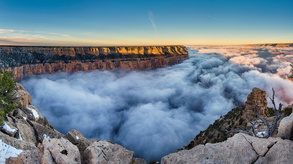 Cloud filled grand canyon from Yaki point, Grand Canyon National park, Arizona, USA