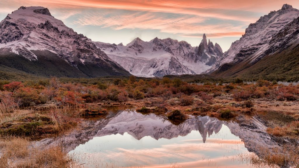 Sunset with Cerro Torre mountain, Los Glaciares national park, Patagonia, Argentina