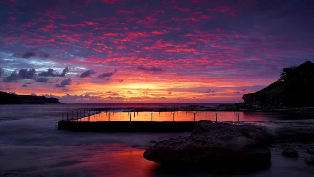 Dawn skies over Malabar Rock Pool and Long Bay, Sydney, Australia