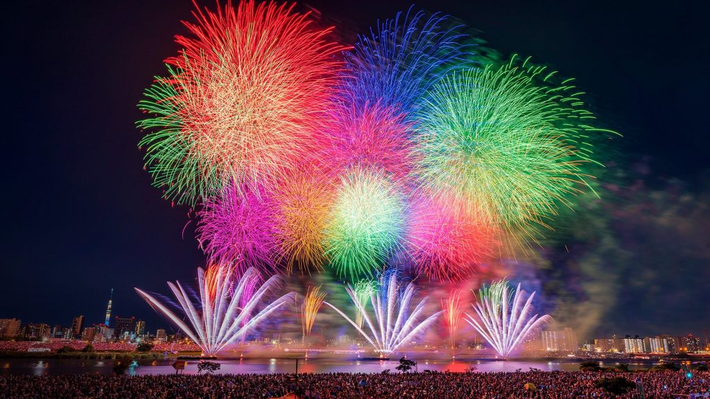 Fireworks festival display, Adachi-ku, Tokyo, Japan