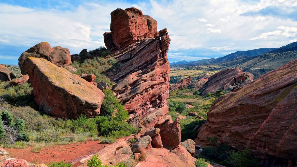 Picnic Rock, red sandstone rocks, Red Rocks Park, Denver, Colorado, USA