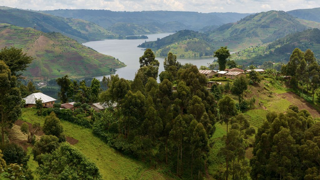 Overlooking Lake Bunyonyi, Southwest Uganda, Africa