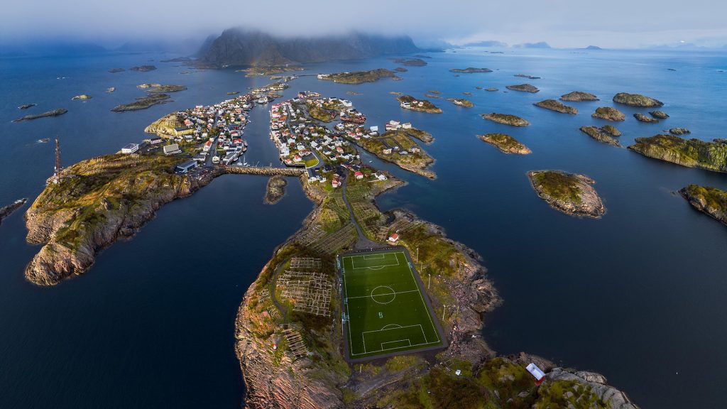 Most remote soccer ground in the world, Henningsvaer islands, Lofoten, Norway