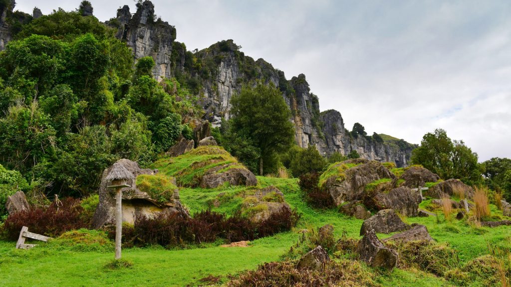 Stunning rock formations at Mangaotaki Valley, New Zealand