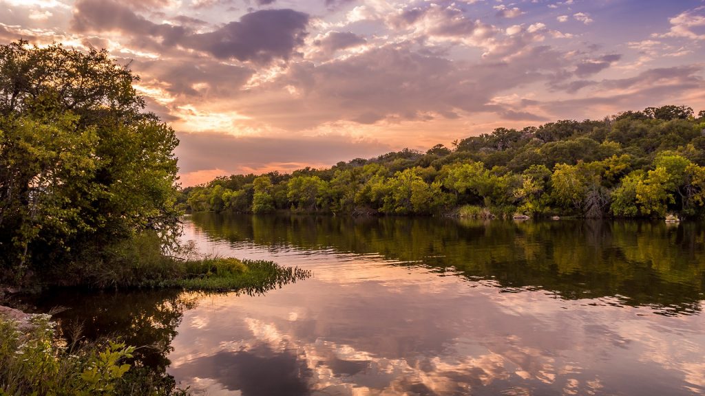 Nearly sunset at Inks Lake State Park, Burnet County, Texas, USA