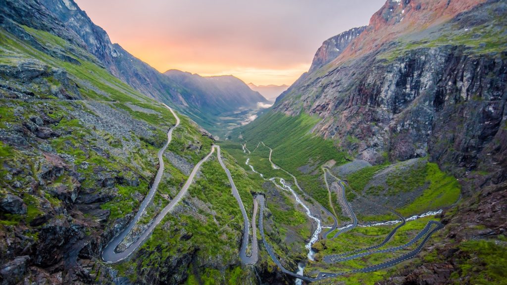 Trollstigen or Troll's Path mountain road and pass, Rauma, Møre og Romsdal, Norway