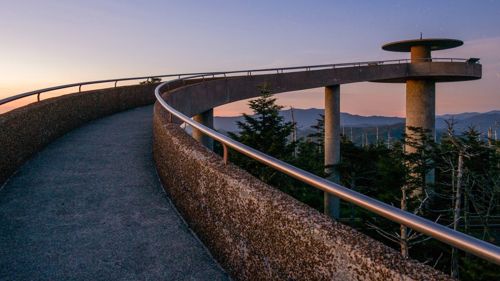 The observation deck of Clingman's Dome in the Great Smoky Mountains, Tennessee, USA