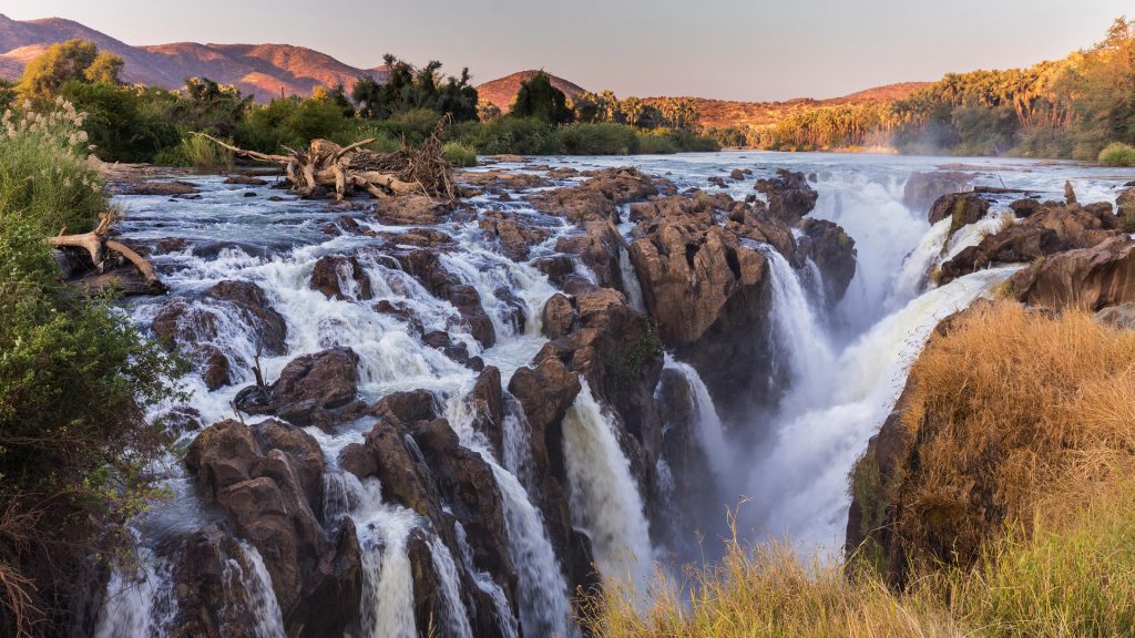 Epupa falls on the Kunene river in the Kaokoveld of Northern Namibia on the border with Angola