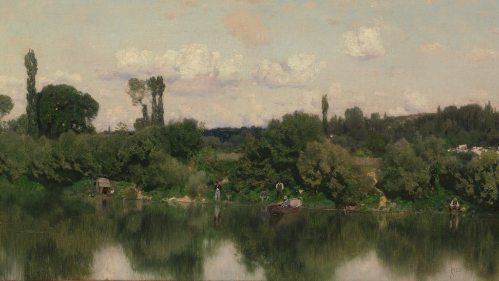 On the Seine, oil painting by Martín Rico y Ortega, 1869