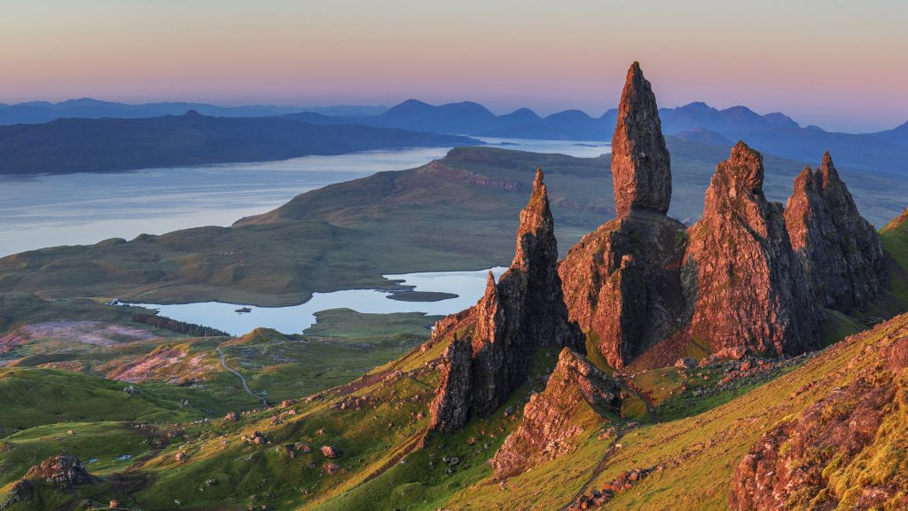 Old Man of Storr rock formation on Trotternish Peninsula, Isle of Skye, Scotland, UK