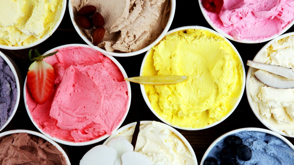 Various of ice cream flavor on rustic background, summer and sweet cold ice cream