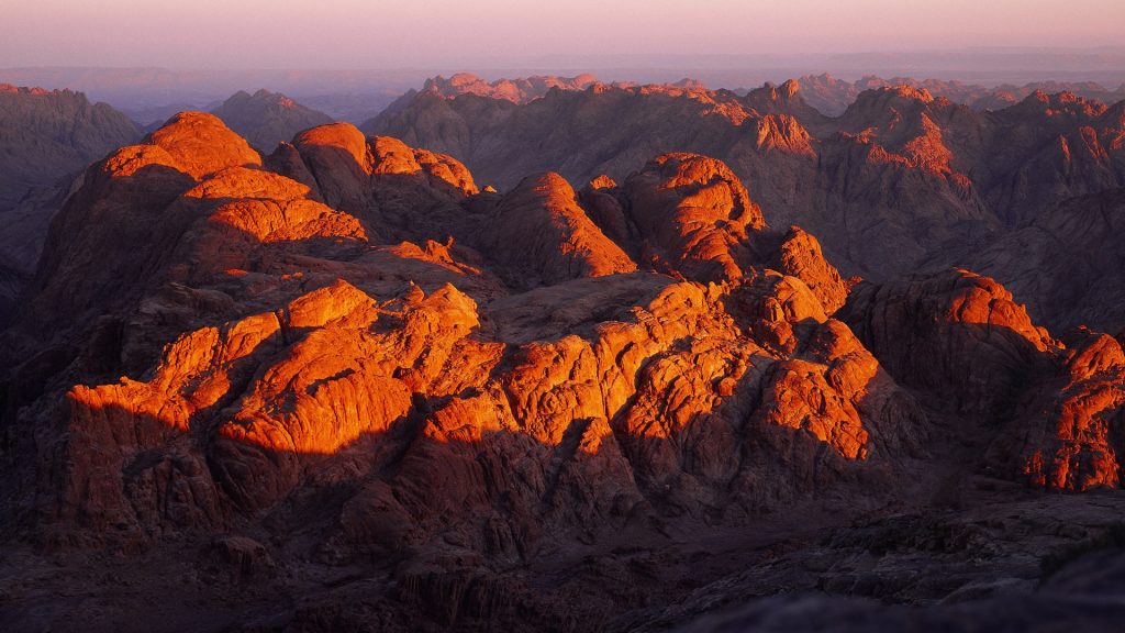 View of Mount Sinai in Egypt at dawn